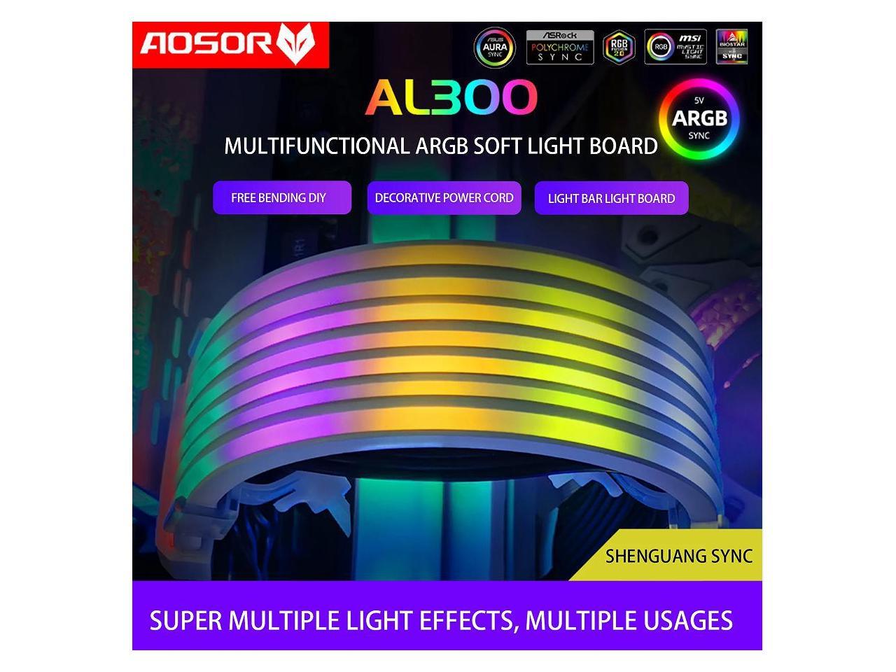 COOLMOON AOSOR AL300 barre lumineuse Flexible 24PIN 5V ARGB Aura Sync ligne néon châssis pliable Streamer bande de lampe décor de boîtier PC
