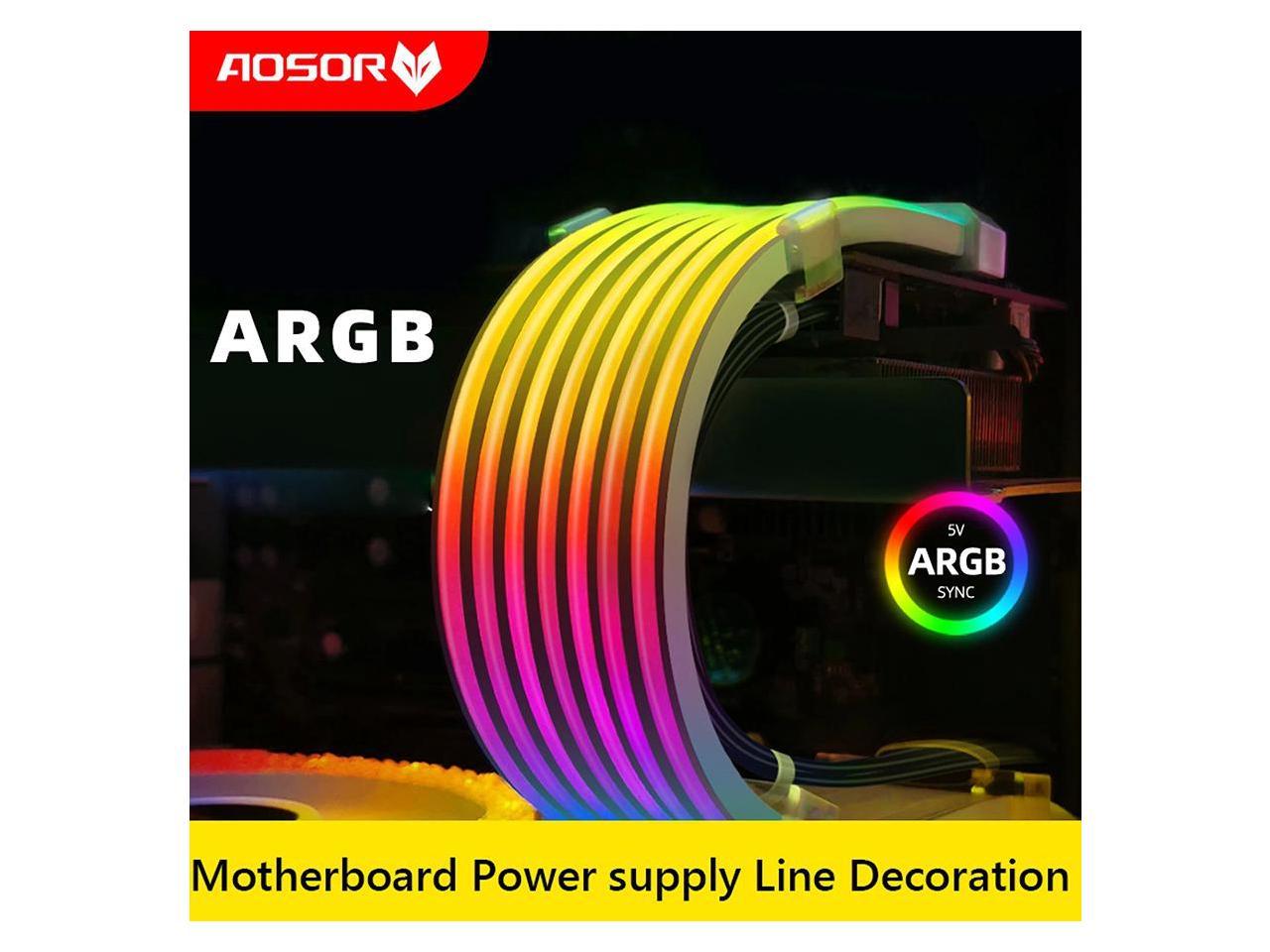 COOLMOON AOSOR AL300 barre lumineuse Flexible 24PIN 5V ARGB Aura Sync ligne néon châssis pliable Streamer bande de lampe décor de boîtier PC