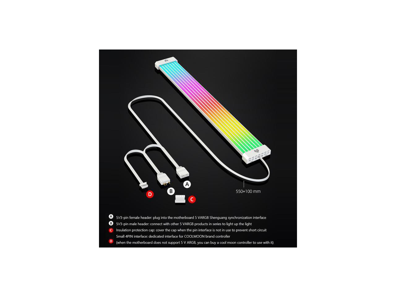 COOLMOON AOSOR AL300 barre lumineuse Flexible 24PIN 5V ARGB Aura Sync ligne néon châssis pliable Streamer bande de lampe décor de boîtier PC
