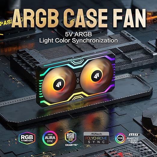 ASIAHORSE Matrix-Black 48 LED RVB adressables Ventilateur intégré tout-en-un à cadre carré de 240 mm avec contrôleur MB Sync/analogique, ventilateur de contrôle PWM intégré pour boîtier d'ordinateur et système de refroidissement liquide