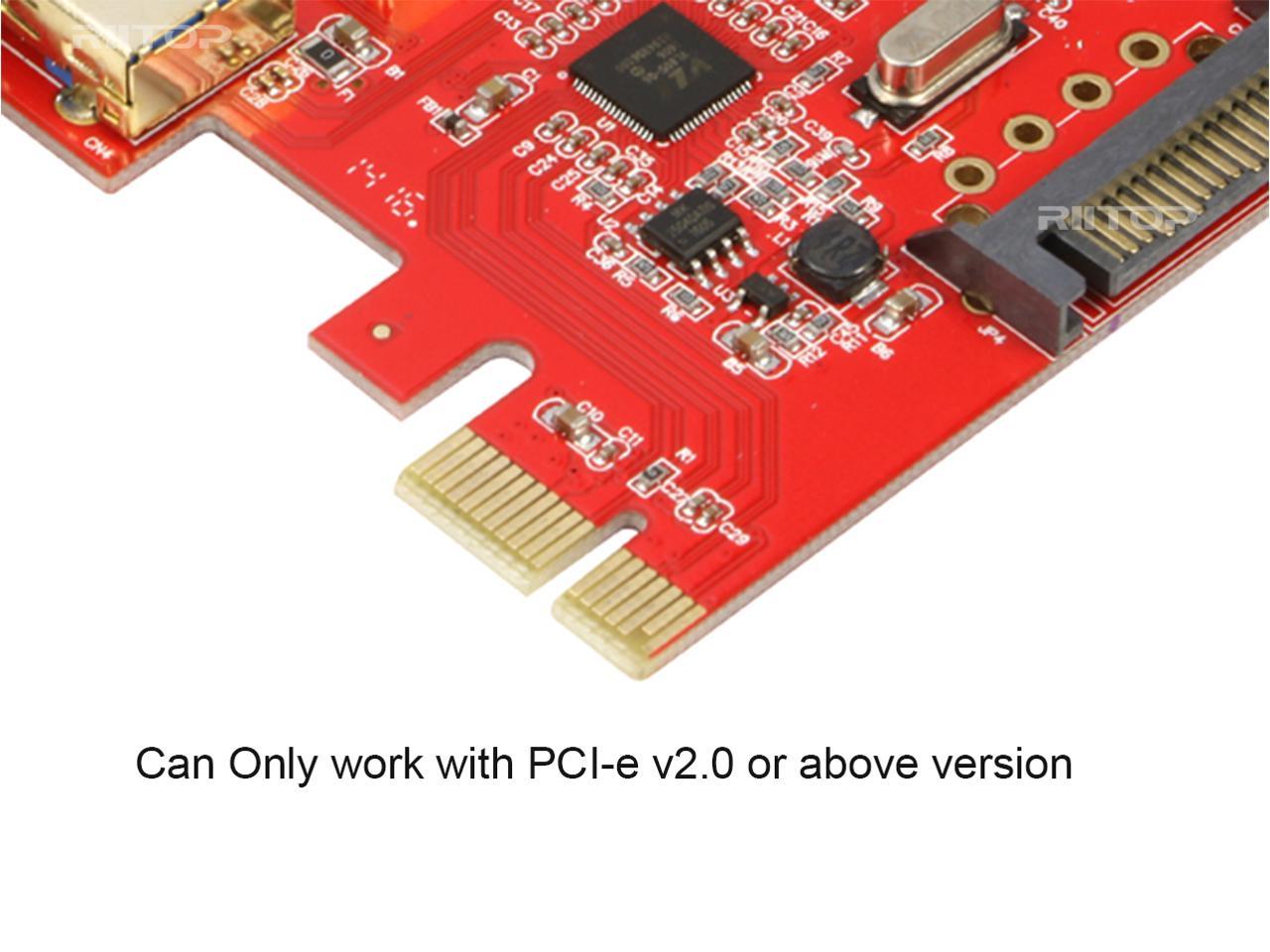 Adaptateur de carte PCIe USB 3.0 7 ports 5 Gbit/s pour ordinateur de bureau Windows 7, 8, 10, emplacement PCI-e Express USB3.0 x1 et alimentation SATA nécessaire (5 ports externes + 2 ports internes)