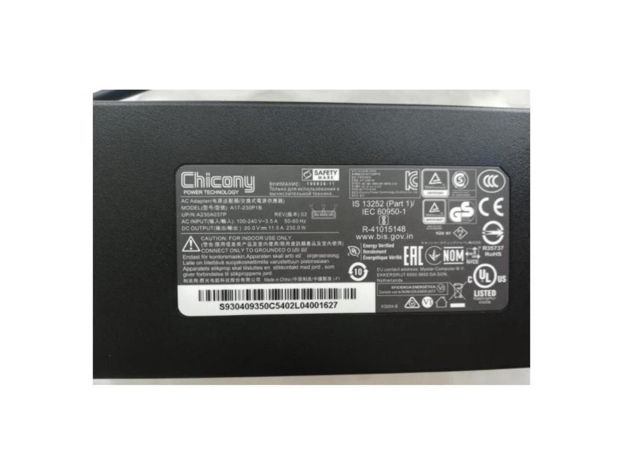 Adaptateur secteur Chicony 20V 11.5A 230W A17-230P1B A230A037P pour MSI GP76 GE76 GE66 RAIDER 10SGS-201ES chargeur d'ordinateur portable de jeu