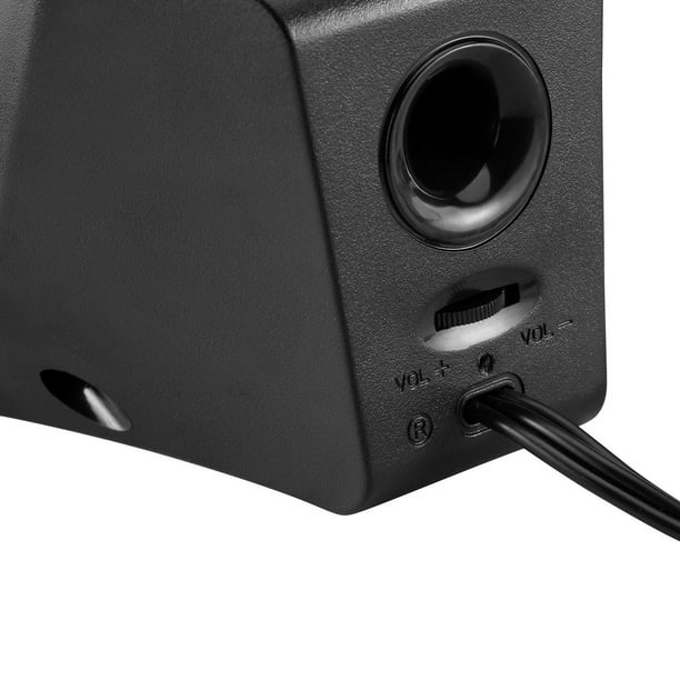 Alimentation USB Haut-parleurs stéréo PC auxiliaires 3,5 mm (noir riche)
