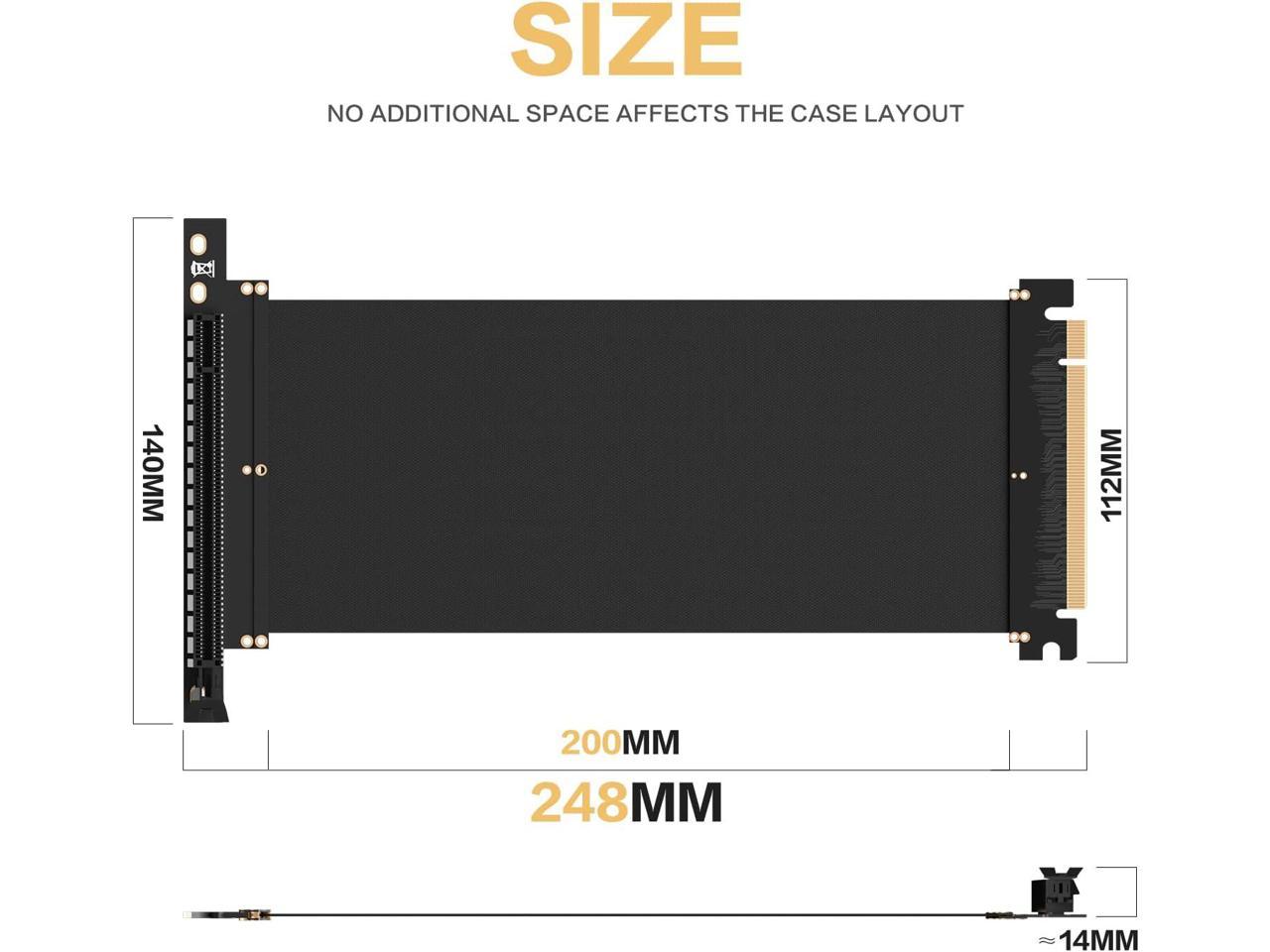 AsiaHorse Nouveau PCIE 3.0 16x Adaptateur de Port d'extension de Carte de câble d'extension Flexible Haute Vitesse 200 mm (Angle de 90 degrés Noir)