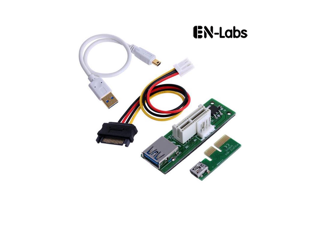 ENLabs PCIE1X21X Câble d'extension PCI-E X1 à 1X, carte d'extension étendue PCIe 1X à 1X à 90 degrés pour l'extraction de cartes graphiques GPU