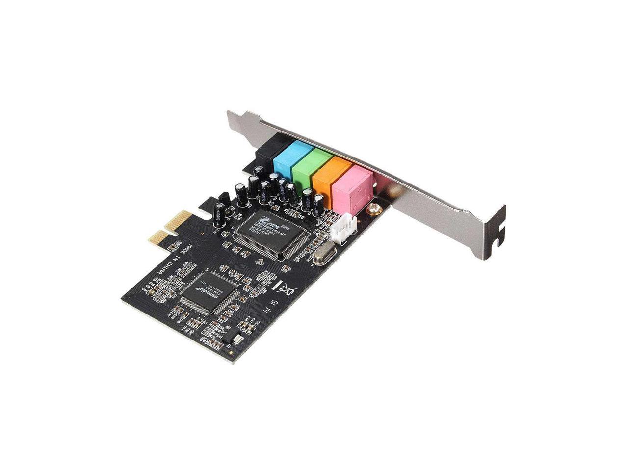 En-Labs Carte son PCIe, carte son interne 5.1 pour PC Windows 10 avec support profil bas, carte audio PCI-e stéréo 3D, puce CMI8738, carte son 32/64 bits, adaptateur PCI Express