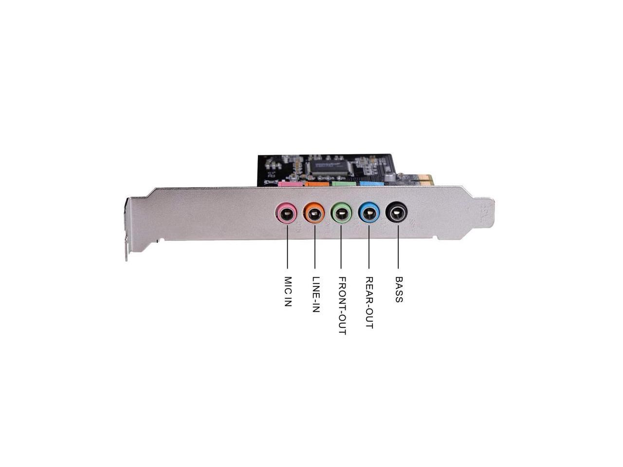 En-Labs Carte son PCIe, carte son interne 5.1 pour PC Windows 10 avec support profil bas, carte audio PCI-e stéréo 3D, puce CMI8738, carte son 32/64 bits, adaptateur PCI Express