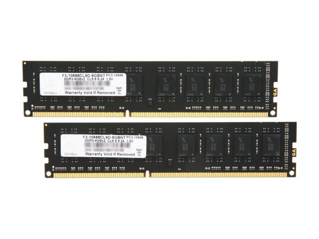 G.SKILL Value Series 8 Go (2 x 4 Go) DDR3 1333 (PC3 10666) Mémoire de bureau Modèle F3-10666CL9D-8GBNT