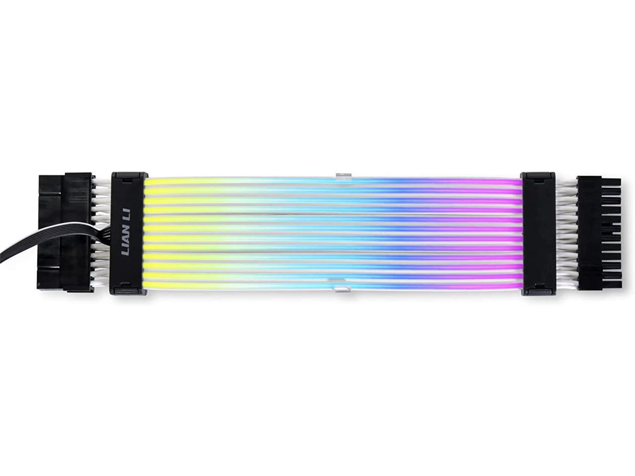 Lian Li Strimer Plus V2 24 broches (PW24-PV2) – Câble d'extension d'alimentation RVB adressable (contrôleur Strimer L-Connect 3.0 inclus) – pour connecteur de carte mère, PW24-PV2 noir