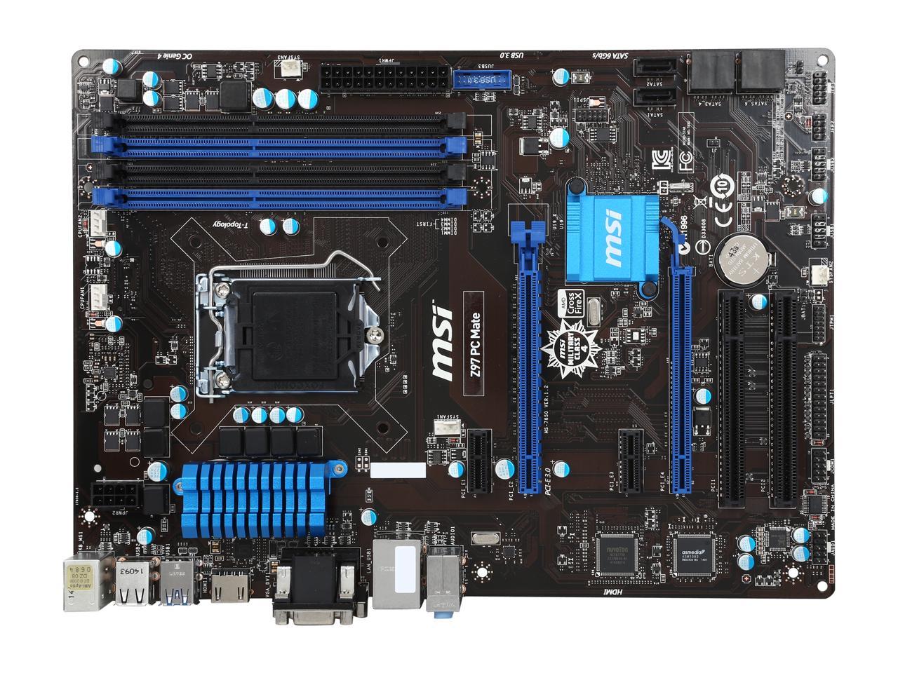 MSI Z97 PC Mate LGA 1150 Intel Z97 HDMI SATA 6Gb/s USB 3.0 ATX Carte mère Intel