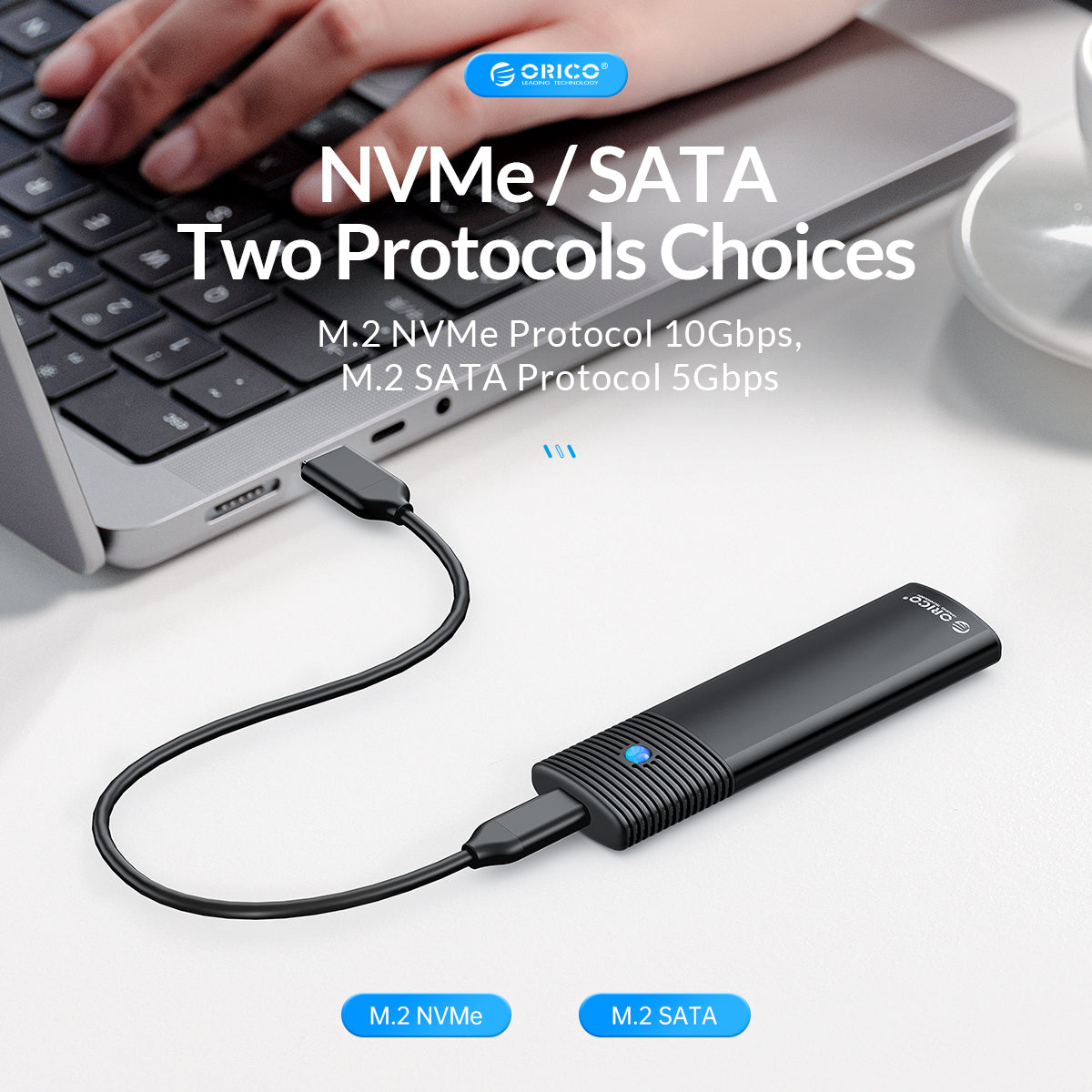 Boîtier SSD ORICO USB3.2 Gen1 Type-C M.2 NGFF SATA (5 Gbit/s)