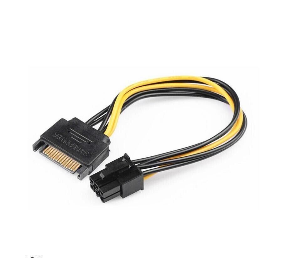 Câble adaptateur d'alimentation SATA 15 broches vers PCIe PCI-e PCI Express 6 broches pour carte vidéo nouveau