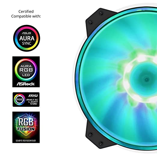 Cooler Master R4-200R-08FC-R1 MF200R RGB Ventilateur hybride silencieux à haut débit d’air, 200 mm