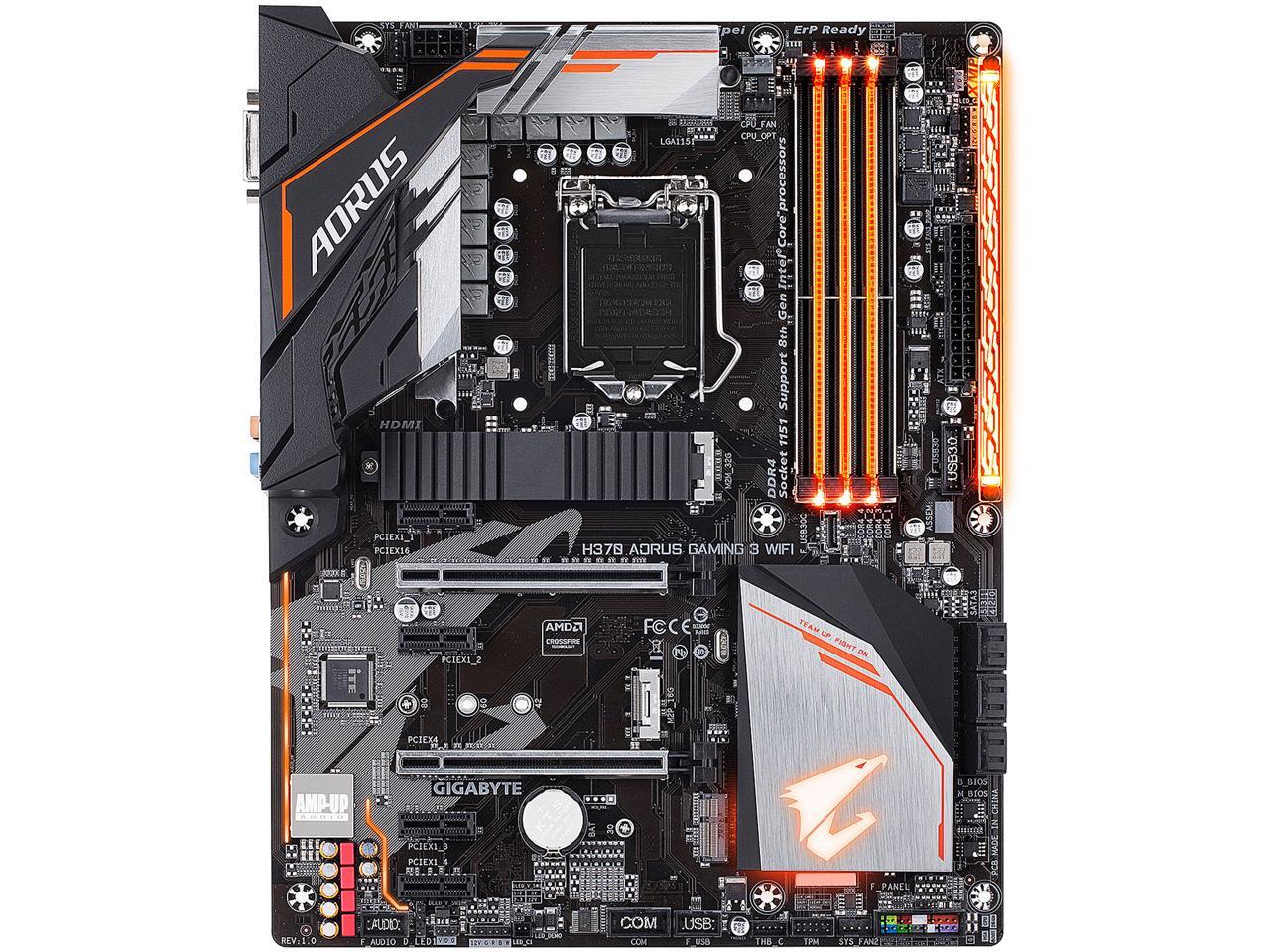 GIGABYTE H370 AORUS Gaming 3 WIFI LGA 1151 (300 Series) Intel H370 HDMI SATA 6Gb/s USB 3.1 ATX Intel Motherboard