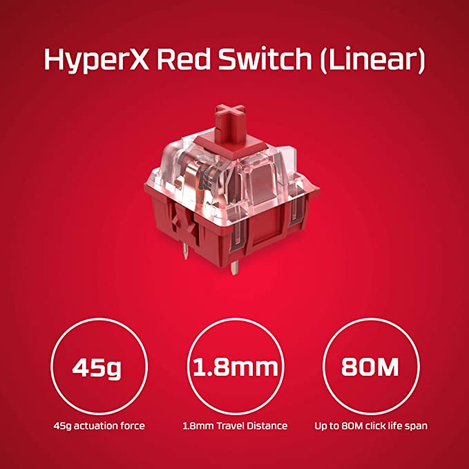 HyperX Alloy Origins 60 – Clavier de jeu mécanique, ultra compact, facteur de forme de 60 %, touches PBT à double tir, rétroéclairage LED RVB, compatible avec le logiciel Nauthenticity – Commutateur rouge linéaire HyperX, noir