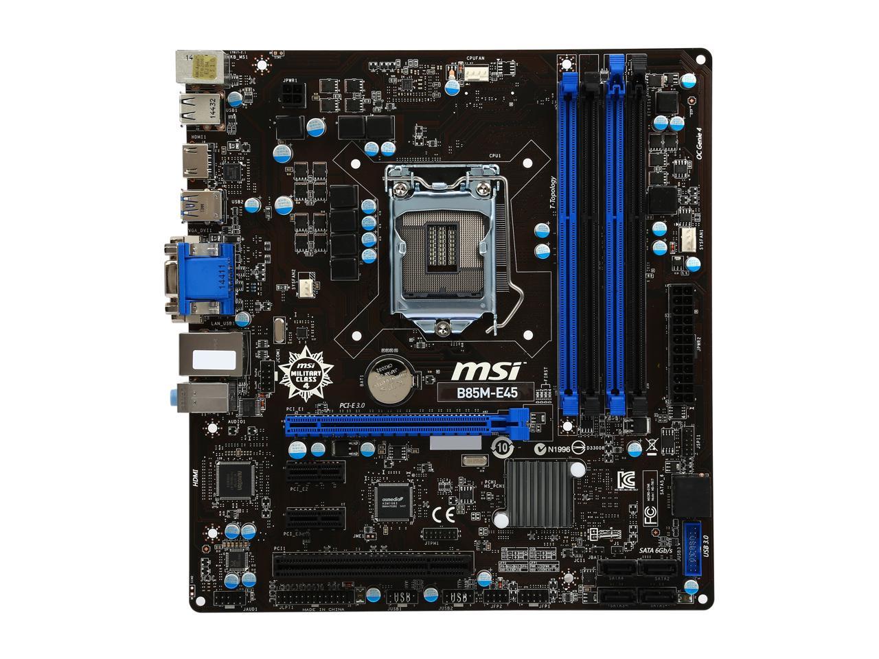 Carte mère originale pour ordinateur de bureau MSI B85M-E45 LGA 1150, composant pc, compatible avec processeurs I3, I5, I7, mémoire DDR3 32 go, B85