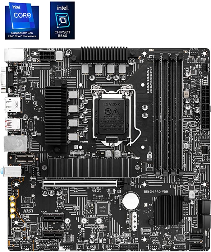 MSI Carte mère Intel B560M PRO-VDH WiFi LGA 1200 Intel B560 SATA 6 Go/s Micro ATX