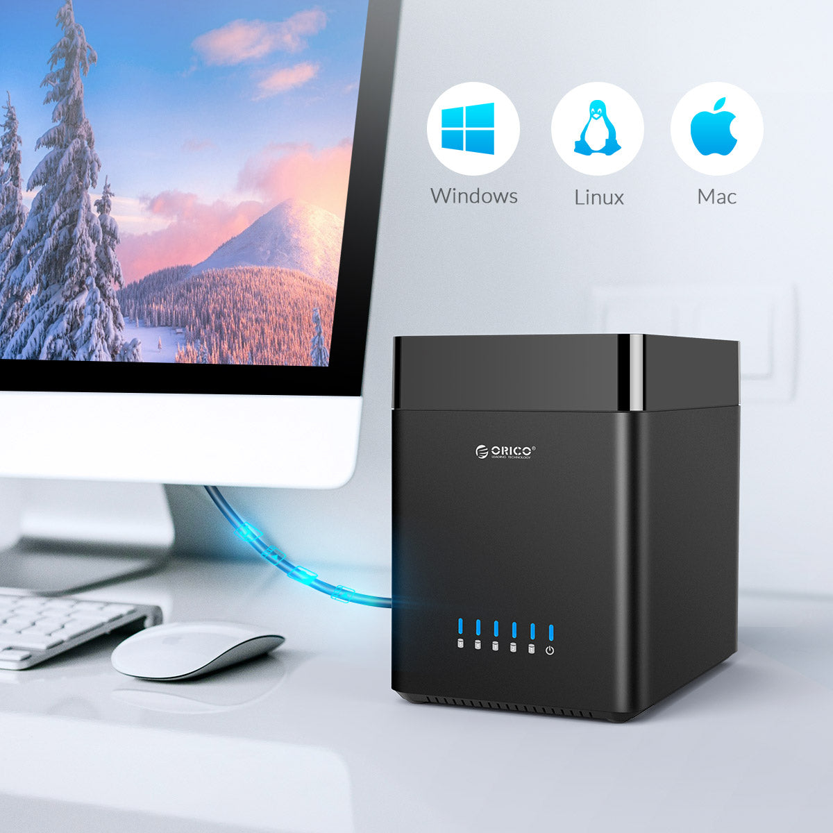 ORICO – disque dur magnétique DS série 5 baies DS500C3, 3.5 pouces, Type C F, USB3.1, Gen1, 5Gbps, avec alimentation 12V6.5A