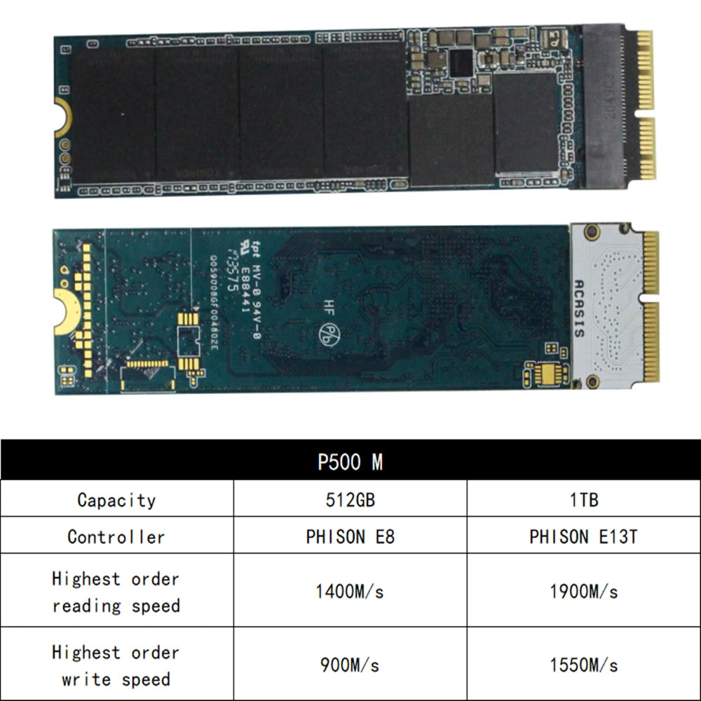 Reletech P600M Pro 512 Go 1 To SSD pour Macbook Pro Retina 2013 2014 2015 A1398 A1502 Macbook Air 2014 2015 2017 A1465 A1466 SSD
