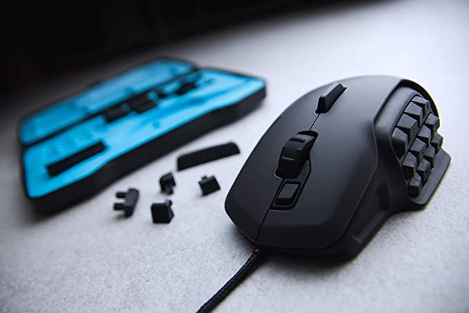 Roccat Nyth Souris Gamer Modulaire pour MMO, 18 Boutons Programmables, Capteur Laser 12000 dpi, Filaire et Ergonomique, Silencieuse, Optique, Configuration FPS et MOBA, Connexion USB pour PC, Noir