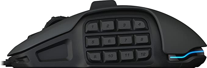 Roccat Nyth Souris Gamer Modulaire pour MMO, 18 Boutons Programmables, Capteur Laser 12000 dpi, Filaire et Ergonomique, Silencieuse, Optique, Configuration FPS et MOBA, Connexion USB pour PC, Noir