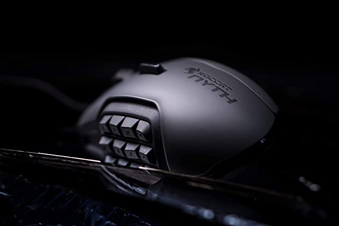 Roccat Nyth Souris Gamer Modulaire pour MMO, 18 Boutons Programmables, Capteur Laser 12000 dpi, Filaire et Ergonomique, Silencieuse, Optique, Configuration FPS et MOBA, Connexion USB pour PC, Noir