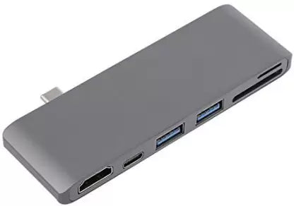 Microware Adaptateur HUB USB Type C vers HDMI 4K USB-C avec lecteur de carte SD/Micro SD, ports USB 3.0 Port d'alimentation Combo Type - C Lecteur de carte HD4K et hub USB HUB (Argent)