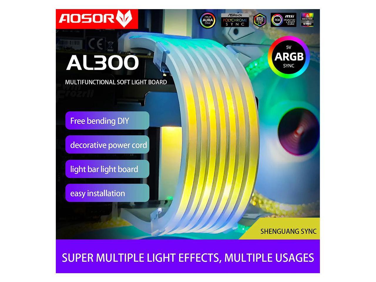 COOLMOON AOSOR AL300 barre lumineuse Flexible 24PIN 5V ARGB Aura Sync ligne néon châssis pliable Streamer bande de lampe décor de boîtier PC