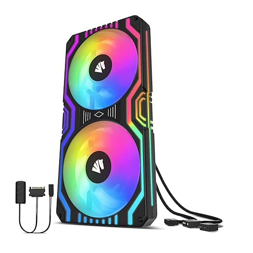 ASIAHORSE Matrix-Black 48 LED RVB adressables Ventilateur intégré tout-en-un à cadre carré de 240 mm avec contrôleur MB Sync/analogique, ventilateur de contrôle PWM intégré pour boîtier d'ordinateur et système de refroidissement liquide