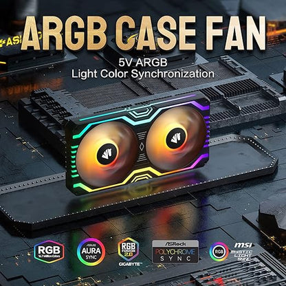 ASIAHORSE Matrix-Black 48 LED RVB adressables Ventilateur intégré tout-en-un à cadre carré de 240 mm avec contrôleur MB Sync/analogique, ventilateur de contrôle PWM intégré pour boîtier d'ordinateur et système de refroidissement liquide