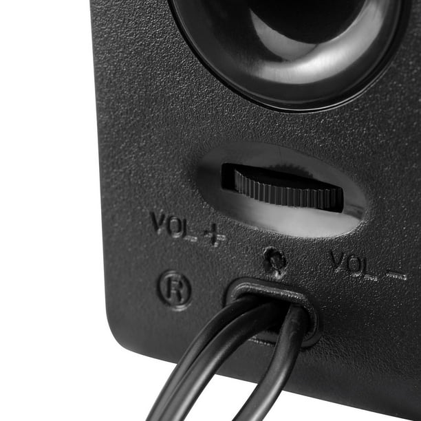 Alimentation USB Haut-parleurs stéréo PC auxiliaires 3,5 mm (noir riche)
