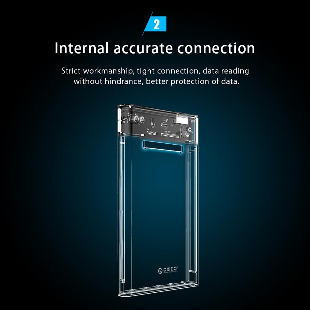 ORICO 2139U3-CR Transparent 2,5 pouces SATA USB3.0 5Gbps HDD boîtier de
