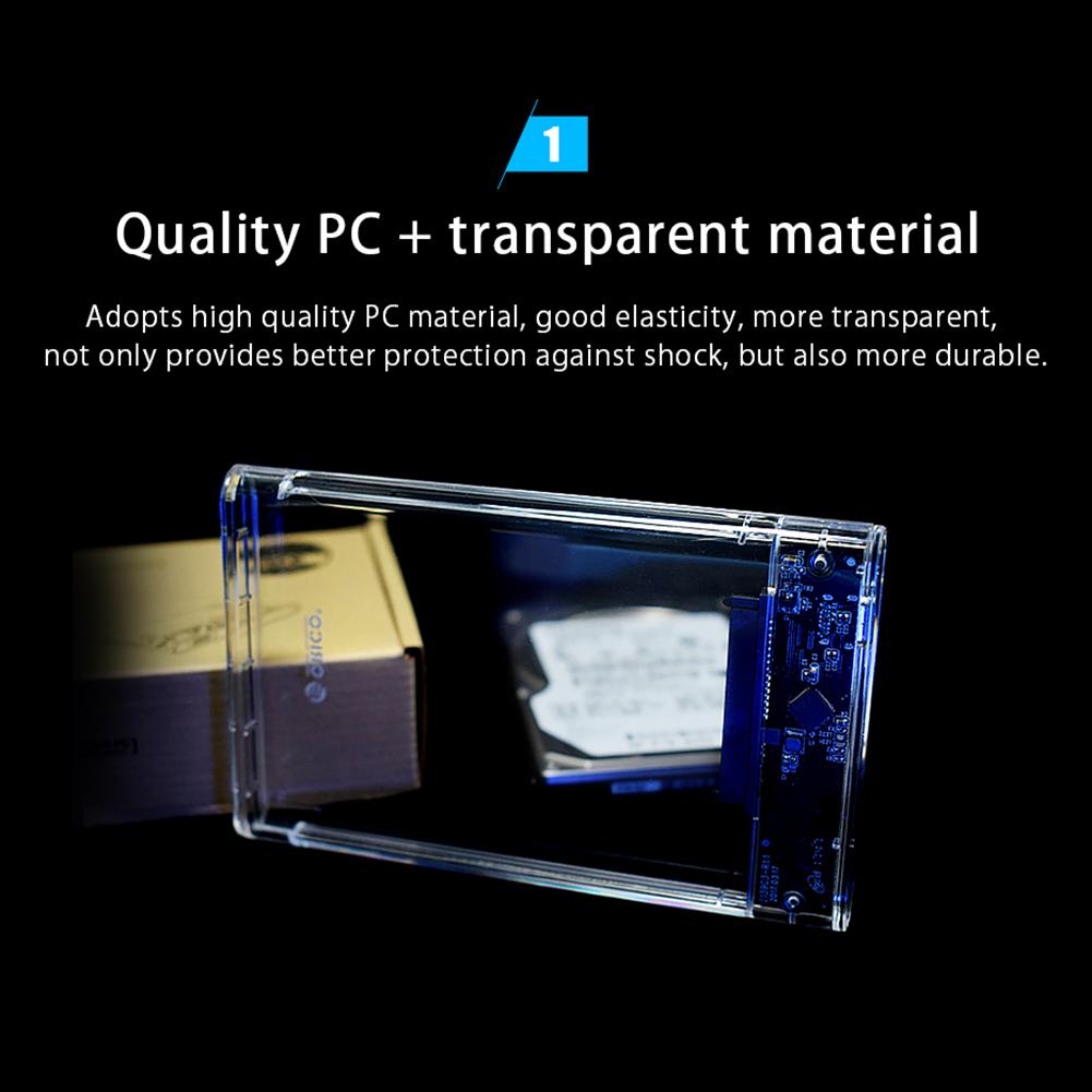 ORICO 2139U3-CR Transparent 2,5 pouces SATA USB3.0 5Gbps HDD boîtier de