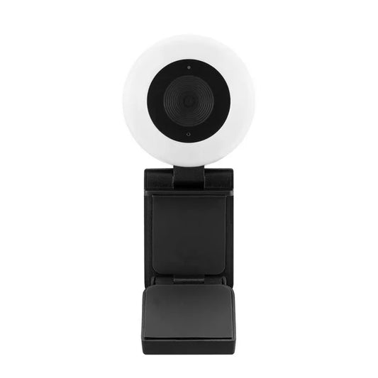 Blackweb Webcam USB 1440p 5 mégapixels avec anneau lumineux réglable (noir riche), Plug and Play (Boite Ouverte)