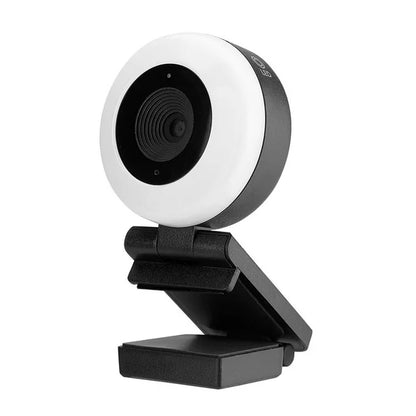 Blackweb Webcam USB 1440p 5 mégapixels avec anneau lumineux réglable (noir riche), Plug and Play (Boite Ouverte)
