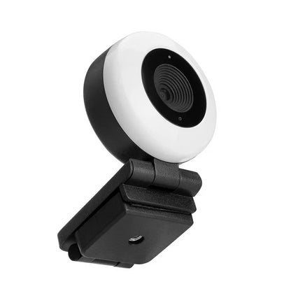 Blackweb Webcam USB 1440p 5 mégapixels avec anneau lumineux réglable (noir riche), Plug and Play (Boite Ouverte)