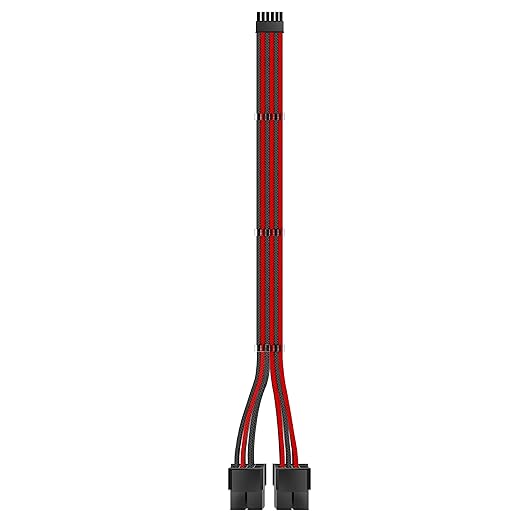 EZDIY-FAB RTX 3000 Series Câble d'extension à manchon PCIe 12 broches vers double 8 broches 300 mm - Connecteur pour NVIDIA Ampere GEFORCE RTX 3060ti 3070 3080 FE Funder Edition - Noir Rouge