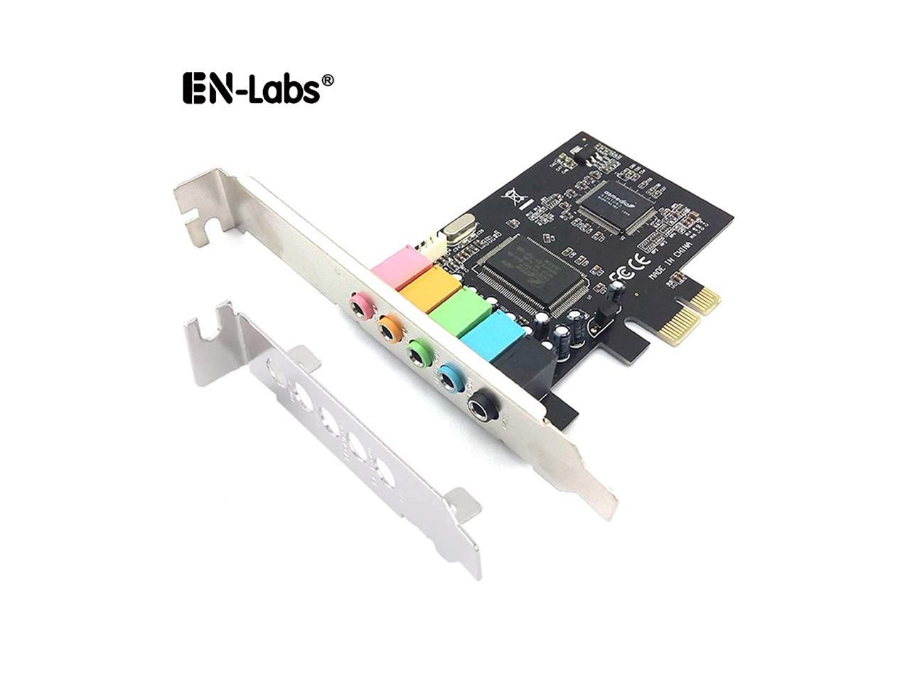 En-Labs Carte son PCIe, carte son interne 5.1 pour PC Windows 10 avec support profil bas, carte audio PCI-e stéréo 3D, puce CMI8738, carte son 32/64 bits, adaptateur PCI Express