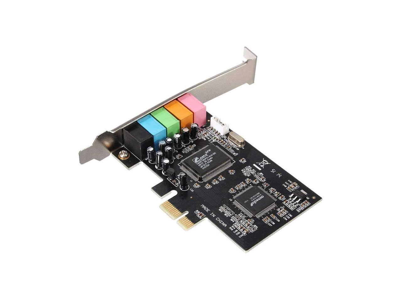 En-Labs Carte son PCIe, carte son interne 5.1 pour PC Windows 10 avec support profil bas, carte audio PCI-e stéréo 3D, puce CMI8738, carte son 32/64 bits, adaptateur PCI Express