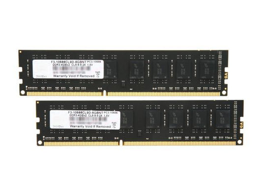 G.SKILL Value Series 8 Go (2 x 4 Go) DDR3 1333 (PC3 10666) Mémoire de bureau Modèle F3-10666CL9D-8GBNT
