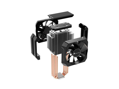 JONSBO MX600 Refroidisseur de processeur à double ventilateur, ailettes en aluminium HDT 6 caloducs en cuivre pour AMD / Intel LGA775/1200/115X, double ventilateur PWM 131 mm, couvercle supérieur RVB adressable 5 V, armure entièrement couverte, gris
