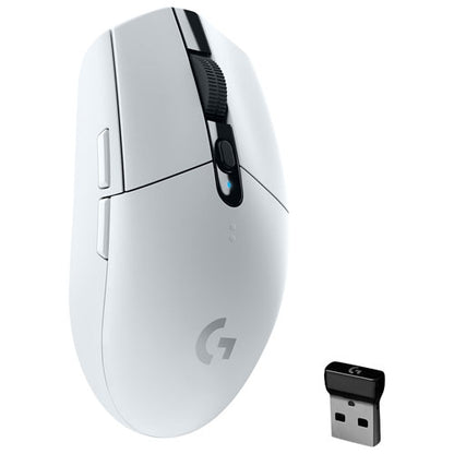 Logitech G 305 LIGHTSPEED Souris de jeu sans fil, capteur Hero 12K, 12 000 DPI, légère, 6 boutons programmables, autonomie de 250 h, mémoire intégrée, PC/Mac, blanc