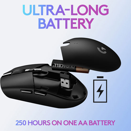 Logitech G 305 LIGHTSPEED Souris de jeu sans fil, capteur Hero 12K, 12 000 DPI, légère, 6 boutons programmables, autonomie de 250 h, mémoire intégrée, PC/Mac, blanc