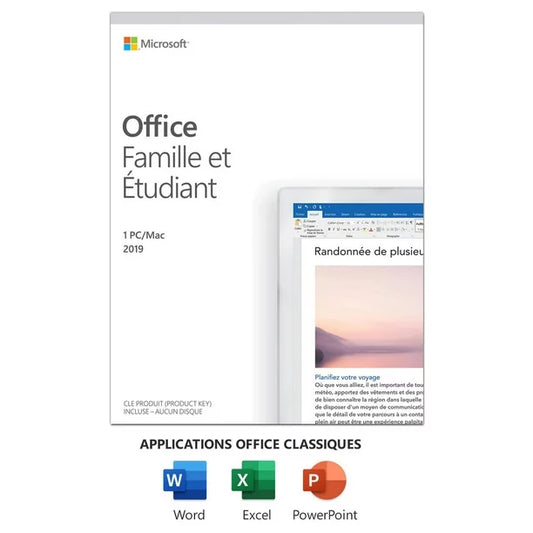 Microsoft Office 2019 (Famille & Étudiant) 1pc ou un mac (Licence à vie)
