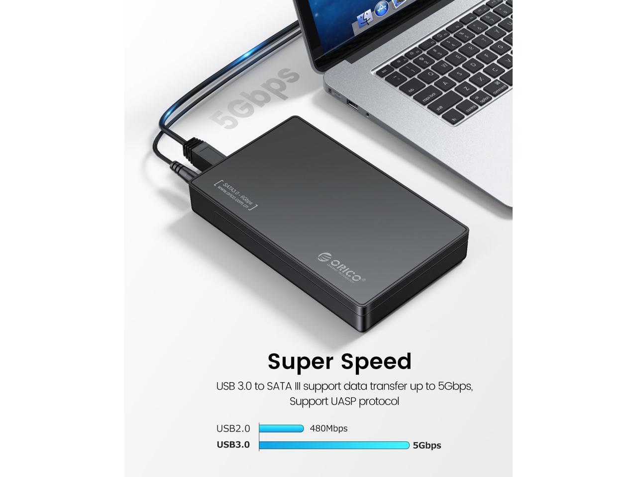 ORICO (3588US3) Boîtier adaptateur de disque dur externe sans outil USB 3.0 3,5" pour disque dur SATA et SSD [prend en charge les disques UASP et 16 To]