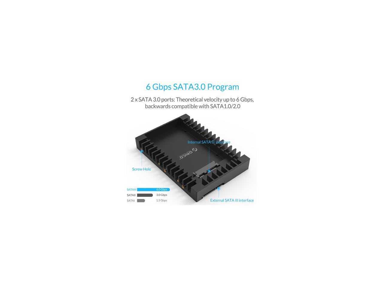 ORICO Plateau SSD 2,5 à 3,5 pouces Disque dur HDD Adaptateur SSD Convertisseur de baie de disque interne Kit de montage portable Plateau Caddy pour disque dur / SSD 7/9,5/12,5 mm 2,5 pouces avec interface SATA III (1125SS)