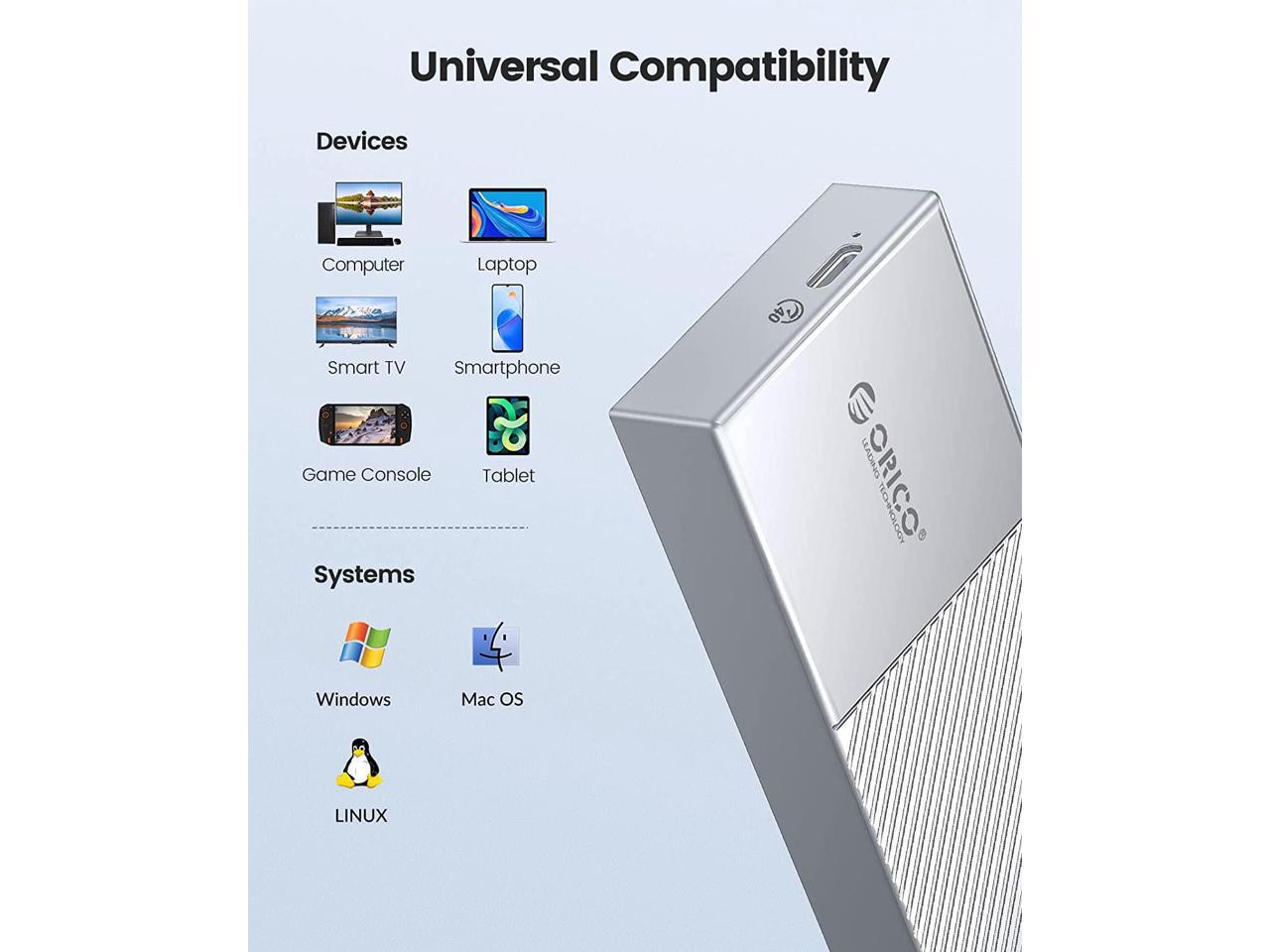 ORICO Boîtier USB 4.0 NVME (ORICO-M208C3-U4-GREY)