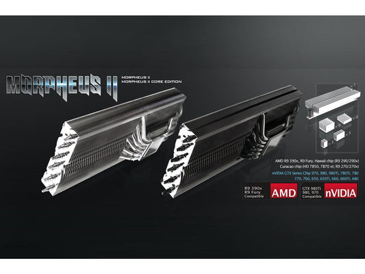 RAIJINTEK MORPHEUS VEGA - Refroidisseur VGA haut de gamme supérieur, caloduc 12 * 6 mm et 129 ailettes, revêtement entièrement noir, dissipateur thermique 26 RAM et 1 grand dissipateur thermique VRM
