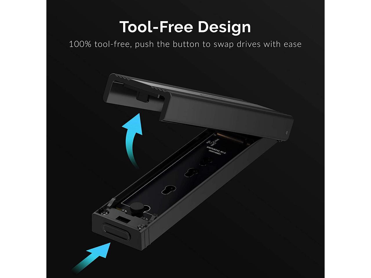 Sabrent Boîtier USB 3.2 Type-C sans outil pour M.2 PCIe NVMe et SSD SATA (EC-SNVE)