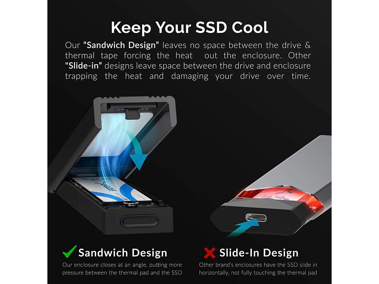 Sabrent Boîtier USB 3.2 Type-C sans outil pour M.2 PCIe NVMe et SSD SATA (EC-SNVE)